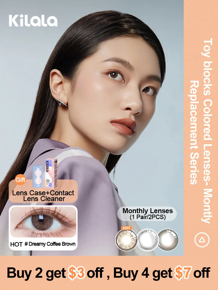 

KILALA Natural Color Contact Lenses Monthly Lens Daily Use Lenses for Vision Diopter Correction With Degree0 to -10 1 Pair/2PCS