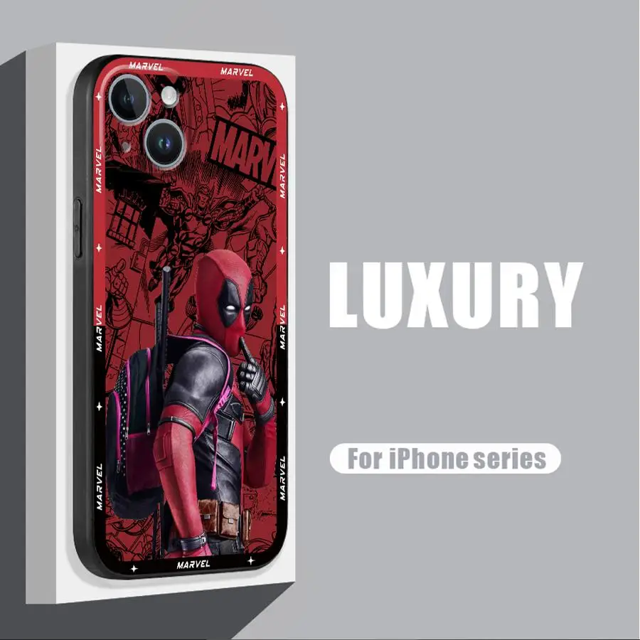 Фото Чехол для телефона Marvel Deadpool для Apple iPhone XR 15 16 Pro Max SE 11 14 XS X 13 Pro 7 8 12 Mini XS Max, мягкий чехол из ТПУ №2
