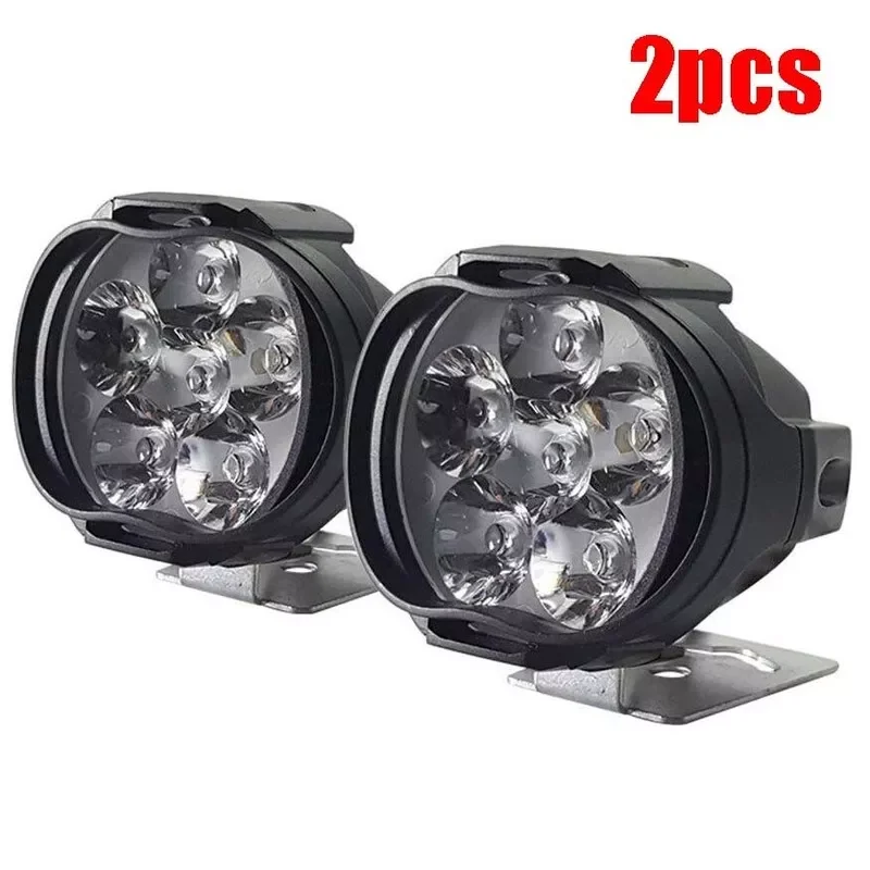 

2pcs 6 LED Headlight for Motorcycle Spotlights Lamp Vehicle 6LED Auxiliary Headlight Brightness Electric Car Light