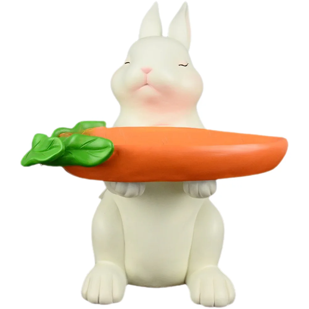 

Tray Bunny Plate Serving Holder Display Dish Jewelry Ring Resin Statue Entry Key Rabbit Bracelet Trinket Ornament Earrings