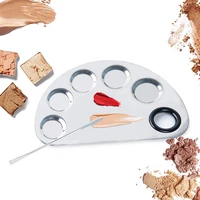 5 wells makeup mixing palette stainless steel metal mixing pallet tray with spatula artist tool for mixing foundation nail art