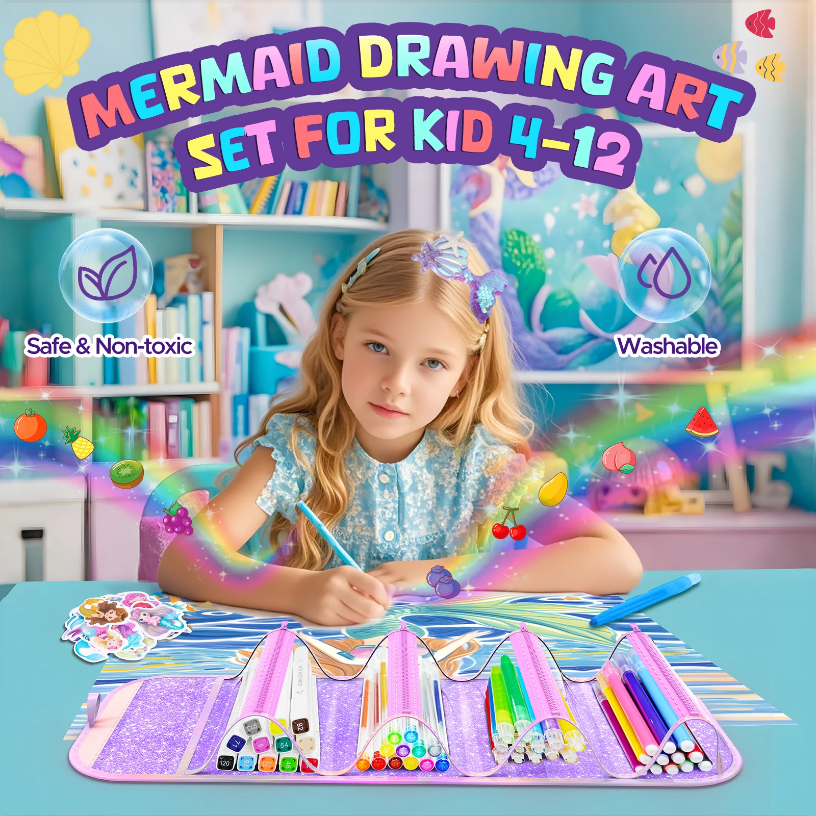 12/24 шт. набор маркеров с чехлом Русалка художественные принадлежности подарки