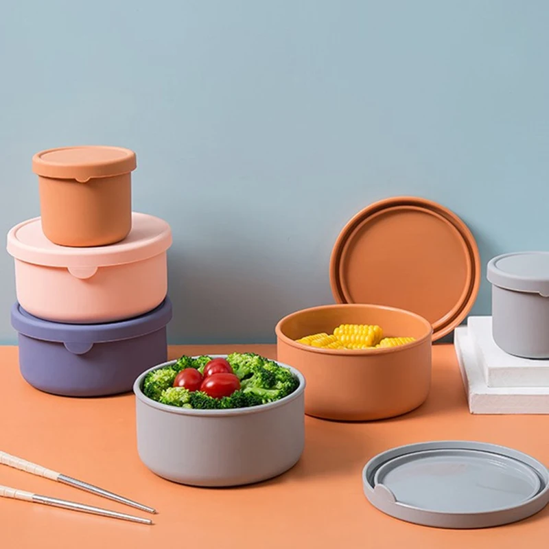

Fresh-Keeping Box With Lid and Scale Microwave Heating Cup Lunch Box Can Freeze Silicone Fruit and Vegetable Bento Dropshipping