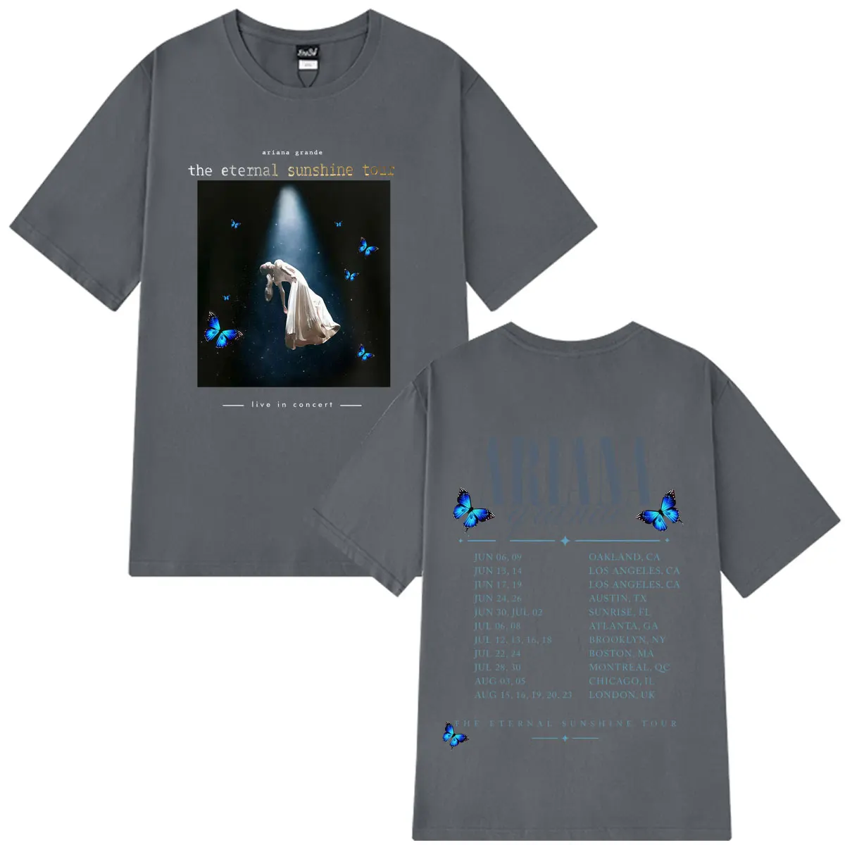 Фото Футболка с графическим принтом Ariana Grande Eternal Sunshine Tour 2026, мужская и женская винтажная модная футболка, летняя хлопковая футболка большого размера, топы №2