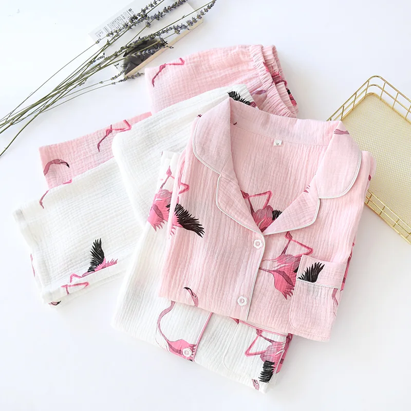 Cartoon Printing Pure Cotton Soft Pajamas Pyjamas Set For Women Girls Loungewear Set Spring Autumn Woman Pijamas Set