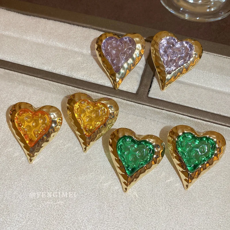 

925 Silver Needle Temperament Pleated Love Earrings Exaggerated Temperament Personality Earrings Earrings Jewelry Earrings