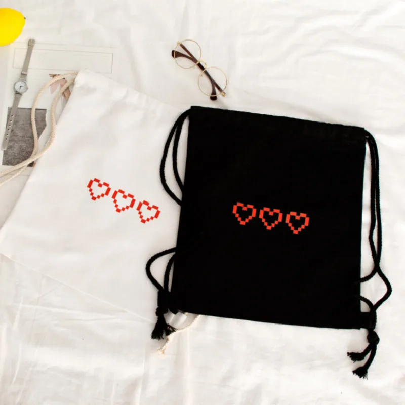 

Drawstring Backpack Schoolbag Shopping Travel Student Sports Cotton Drawstring Bag Black White Drawstring Bag Travel Backpack