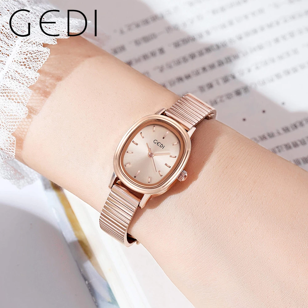 GEDI Fashioin Small Oval Women Bracelet Watches Luxury Waterproof Woman Watch Bamboo Joint Strap Casual Dress Female Clock Gifts