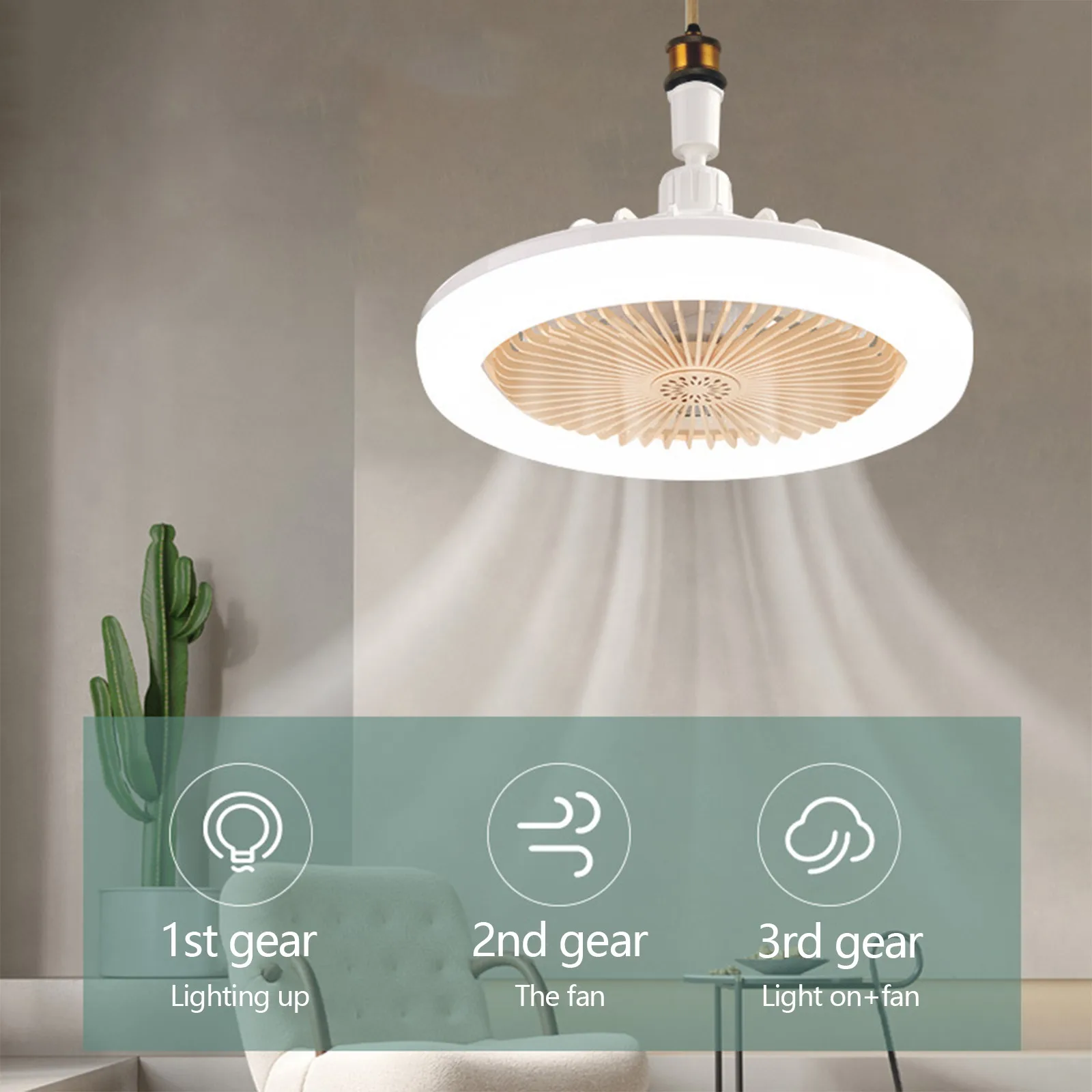 

30W Ceiling Fan With Lamp E27 Light Remote Control Aromatherapy Fan Lamp Bedroom Living Silent Cooling Fan Light
