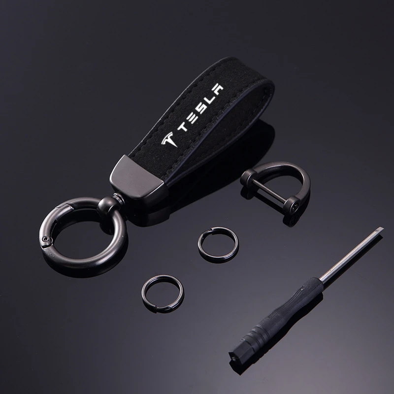 

Car KeyChain Detachable Metal Leather 360 Degree Rotating Horseshoe Buckle Key Chain For Tesla Model 3 Model X Model S Model Y