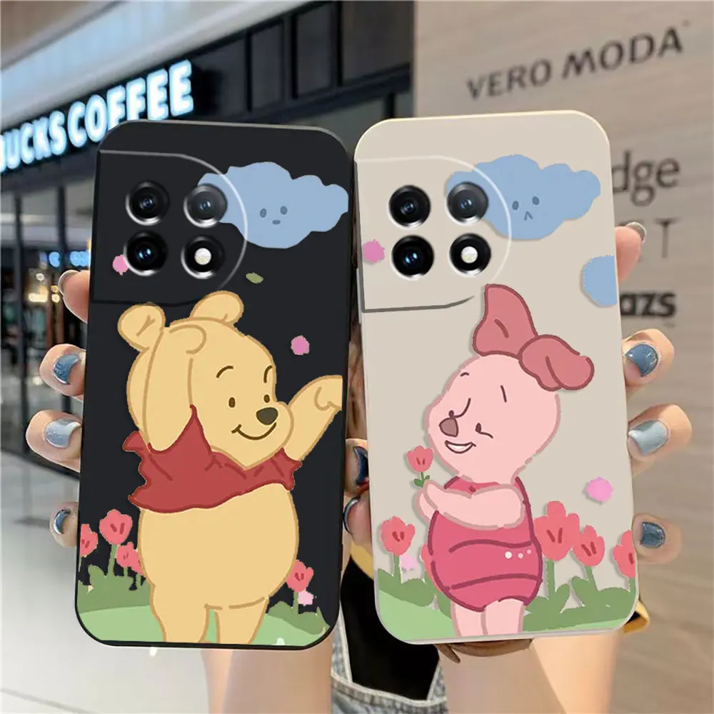 

Case For Oneplus 11 10 9 9R 8 8T 7 7T ACE 2 2V NORD CE 2 Lite Pro Simple Liquid Silicone Case Piglet Winnie the Pooh Bear