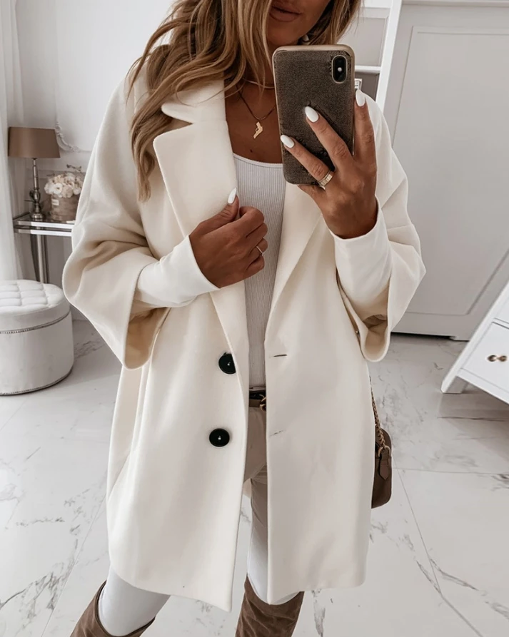 

Button Design Long Sleeve Casual Coat