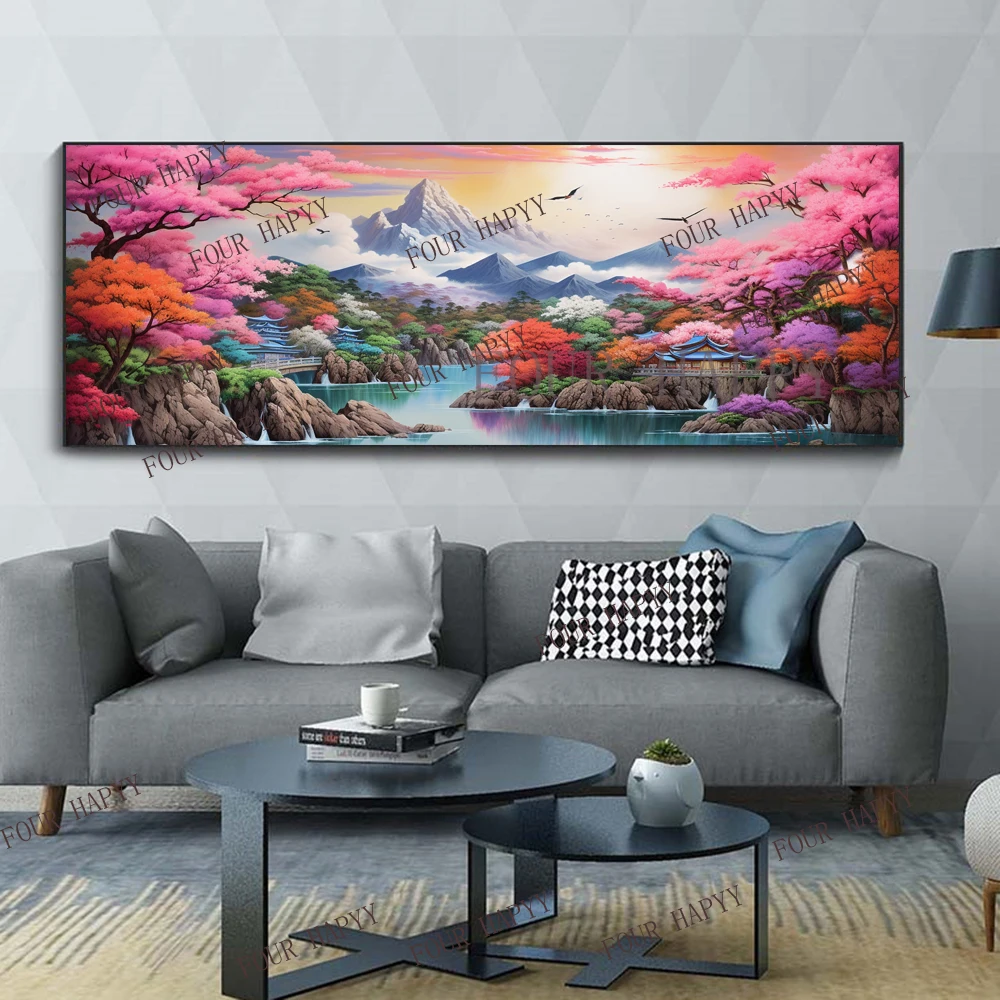 Алмазная живопись 5D сделай сам большая вышивка крестом Красивые горы реки облако