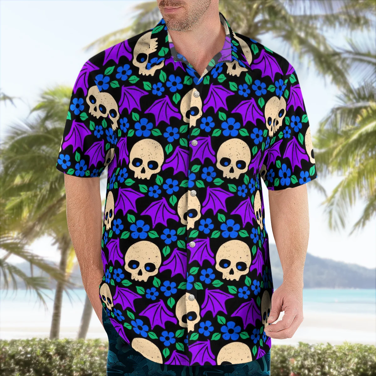 2022 3d Print Loose Camisa Social 5xl Skull Anime Harajuku Hawaiian Shirt Men Summer Short Sleeved Shirts Men's Shirts