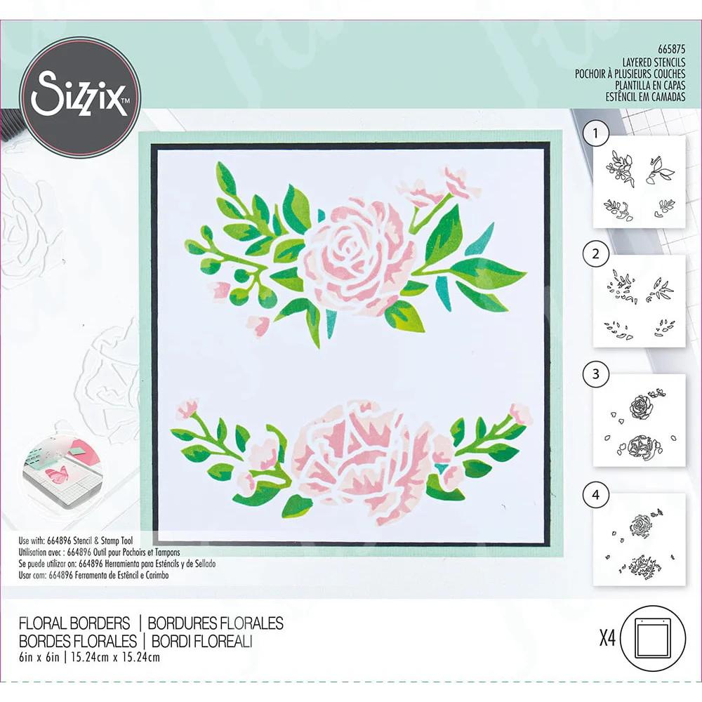 

Floral Borders Layered Drawing Stencils for DIY Scrapbooking Reusable Crafts Template Coloring Stencil Folders Paper Cards