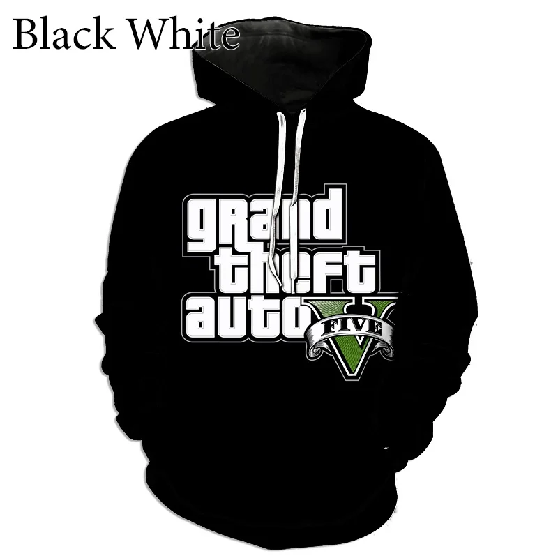 Новые мужские модные толстовки с 3D принтом из игры GTA 5 повседневные капюшоном