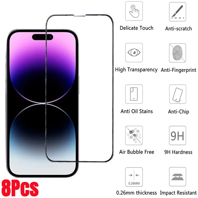 

Защитное стекло, закаленное стекло для iPhone 14 13 12 11 Pro Max Mini XR X XS MAX 7 8 14 Plus SE