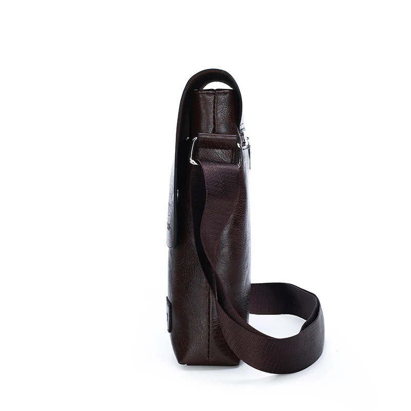 YoReAi New Men's PU Waterproof Business Bag Casual Large Capacity Lid Square Bags Fashion Shoulder Package Black Work Pounch