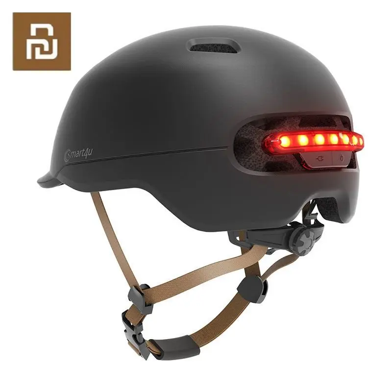 

Youpin Smart4u Electric Bicycle Helmet With Tail Light Led Road Electric Bike Helmet City Urban Cycling Helmet Brake Light IPX4
