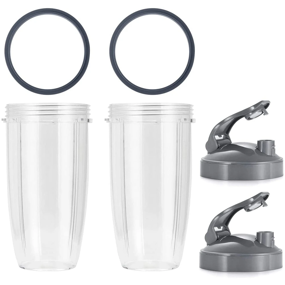 

2 Pack Replacement 32Oz Cups with 2 Flip Top to Go Lid and Rubber Seals, for Nutri NB 600W/900W Blender Accessory