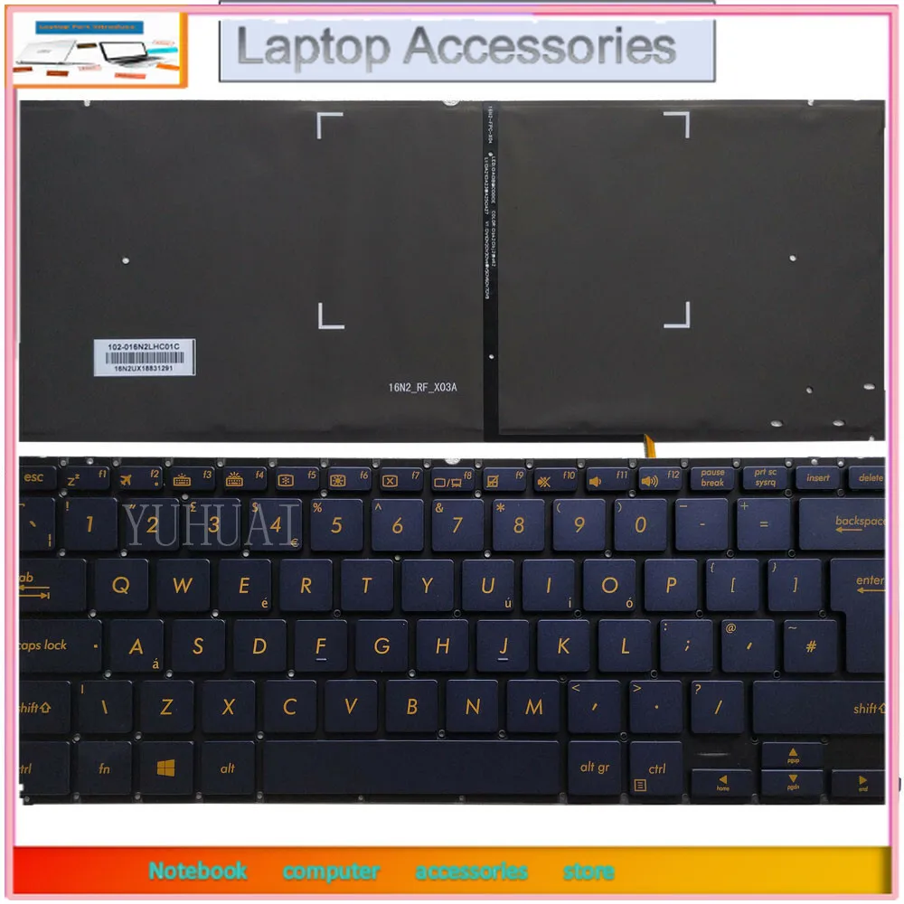 НОВАЯ британская клавиатура для ASUS UX370U UX370UA UX370UAR UX370UAF Q325U Q325UA с подсветкой (art.: 3920d40aa2148) - 3920d40aa2148