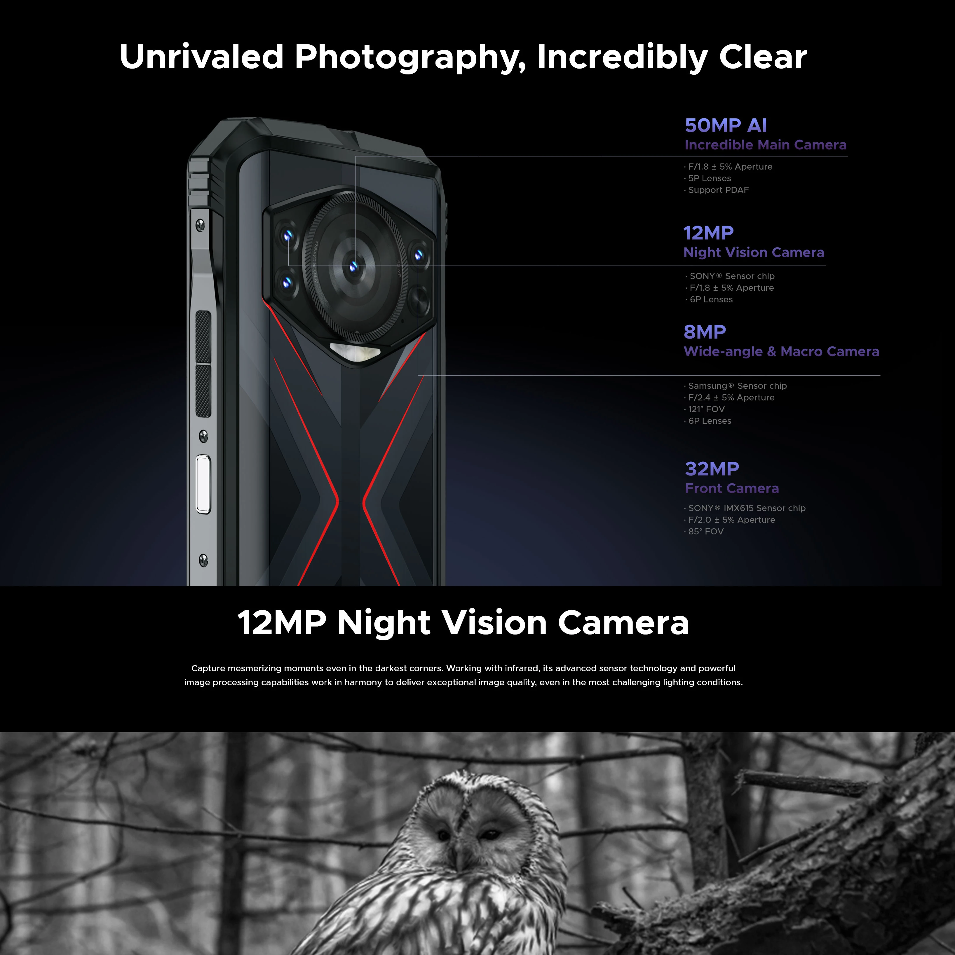 Фото DOOGEE S118 — защищенный телефон с 6,58-дюймовым экраном FHD+, процессором Helio G99, портативным телефоном, 8 ГБ оперативной памяти + 512 ГБ встроенной памяти, аккумулятором 10800 мАч, тройным модулем 50 МП, Android 1 №4