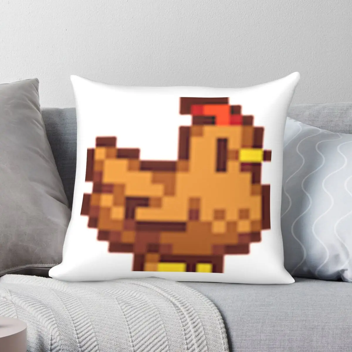 

Stardew Valley Pixel Brown Chicken Pillowcase Polyester Linen Velvet Creative Zip Decor Sofa Seater Cushion Cover Wholesale