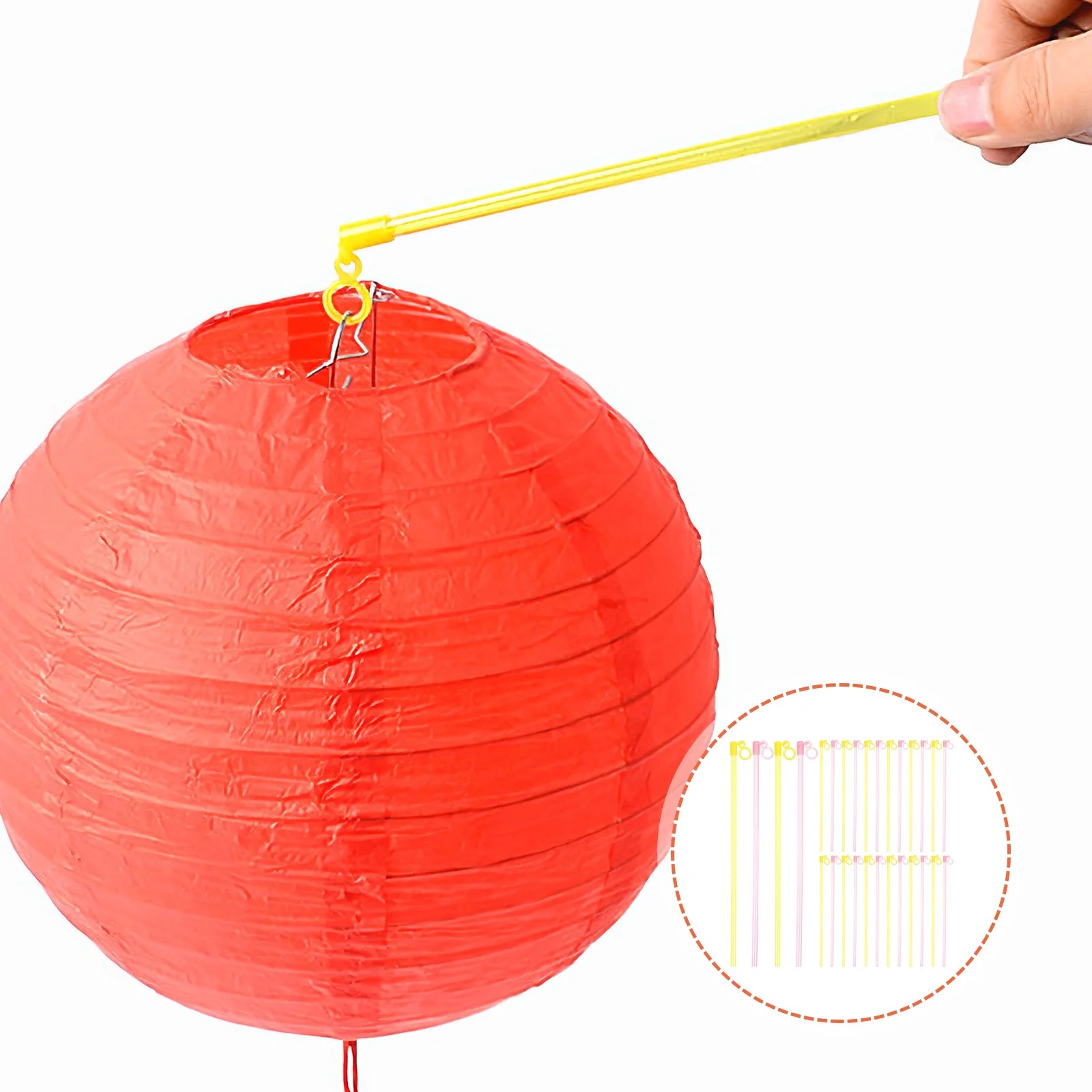 

Coheali Paper Lanterns Poles 50Pcs Diy Lantern Sticks Red Lantern Making Accessories Supplies Children Kids