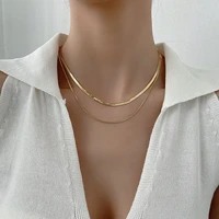 double layer titanium steel snake bone chain necklace for women fashion niche high clavicle chain hip hop accessories