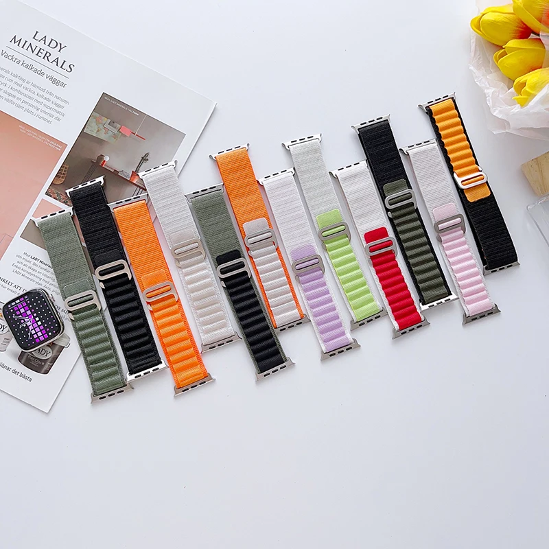 

Ремешок Alpine для Apple watch Ultra, нейлоновый браслет для iWatch series 7 6 5 3 se 8, 49 мм 44 мм 40 мм 45 мм 41 мм 42 мм 38 мм 45 мм