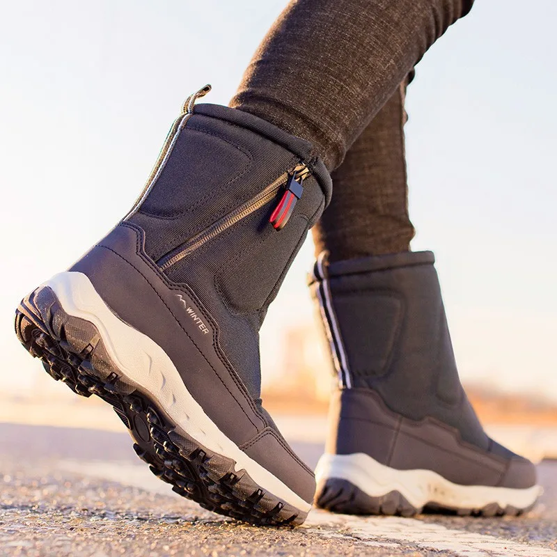 

Men Snow Platform Boots Boots Ankle Plush Warm Thicken Winter Shoes Male 2021 New Comfortable Non-slip Outdoor Booties Man Shoe