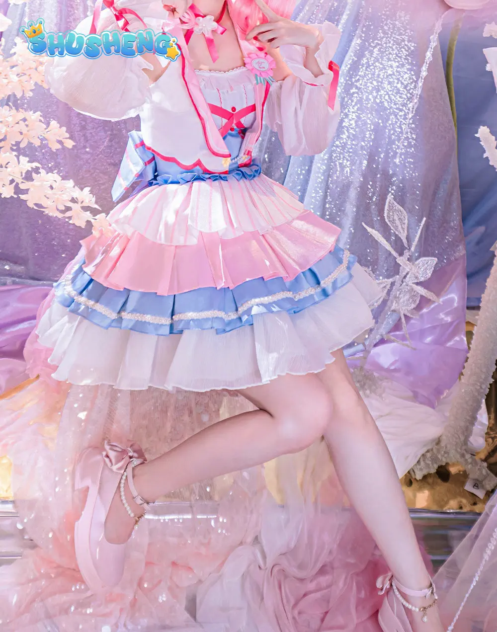 Фото Костюм для косплея Maruyama Aya Pink Lolita BanG Dream, женский милый праздничный наряд, аниме-одежда, униформа для Хэллоуина и карнавала №3