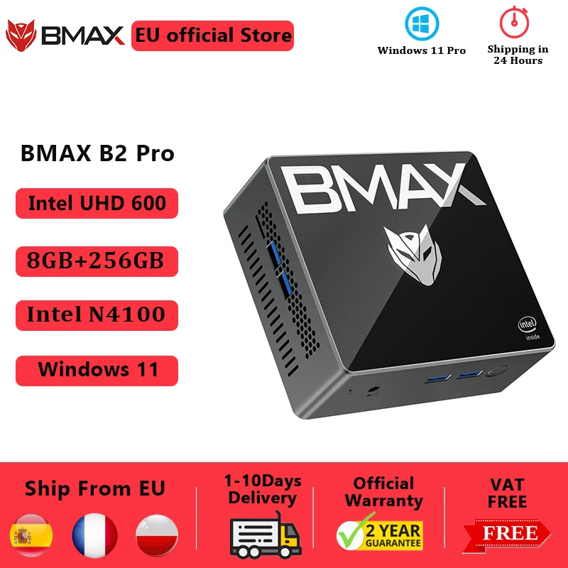 La Mini PC BMAX B2 Pro: Compacta, Potente y Versátil 1 BMAX-Mini PC B2 Pro, Windows 11, todo en uno, HDMI, Intel J4105, 8GB de RAM, 256GB SSD, Intel UHD Graphics 600