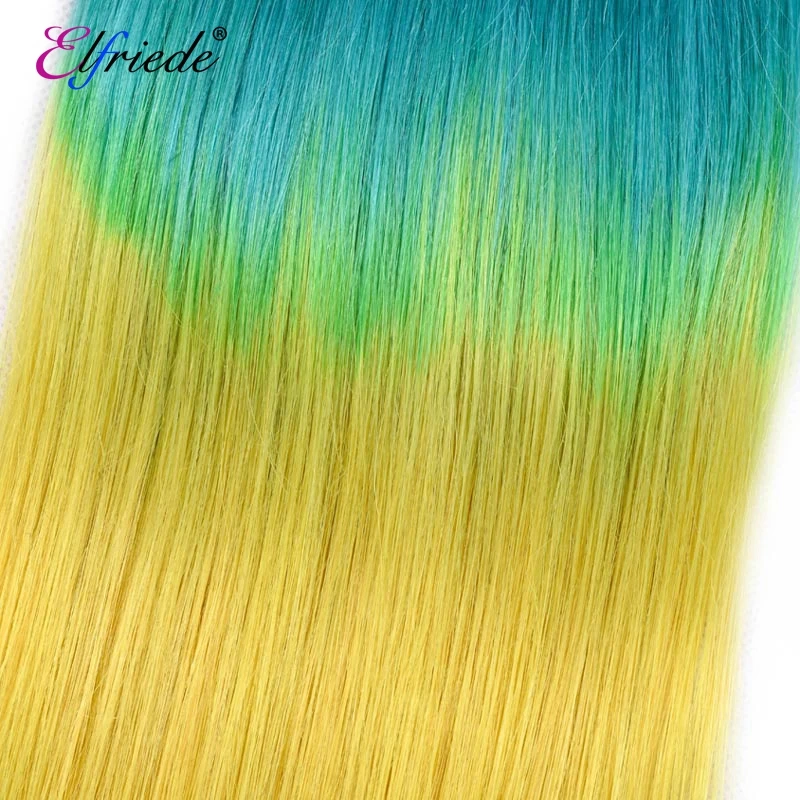 Elfriede синие/зеленые/желтые прямые пучки цветных волос с эффектом омбре