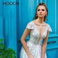 herburnl v neck sexy romantic up to date wedding dress fashion applique backless pearl vintage trailing chiffon skirt
