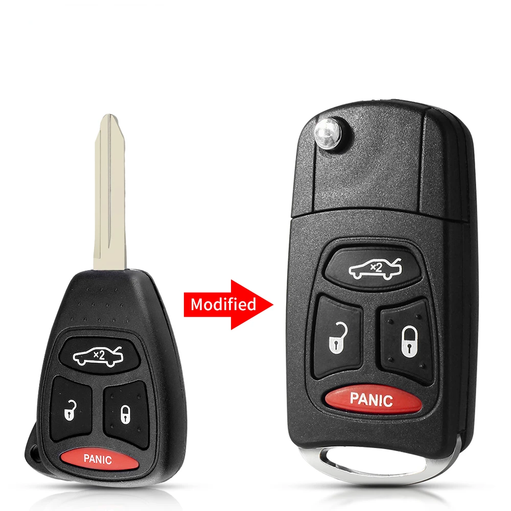 

KEYYOU 3 + 1 кнопка чехол для автомобильного ключа брелок для Chrysler 300 300C Pacifica Stratus для Dodge для Jeep Cherokee Grand