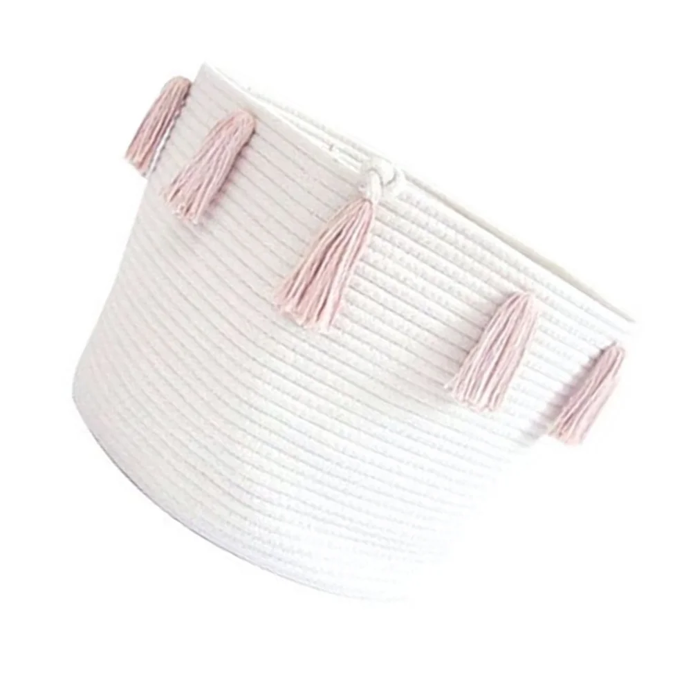 

Storage Basket Baskets Cotton Rope Hamper Laundry Woven Binsbedroom Toy Clothes Decor Blanket Kids Nursery Tasselstorag Macrame