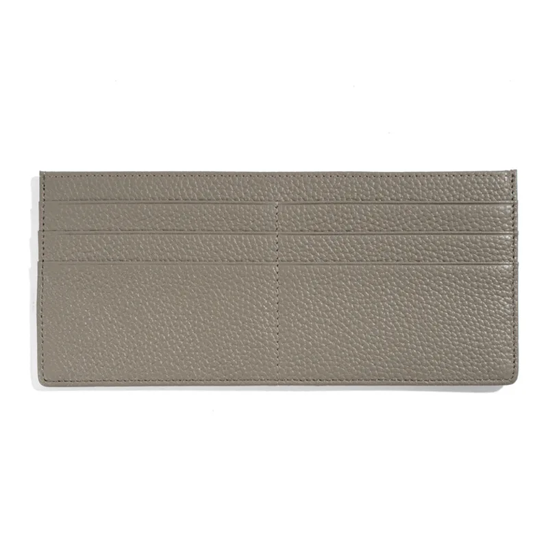 Drop Shipping Genuine Leather Credit Card Holder for Women Men Long Zipper Closure Slim Thin Coin Purse Docoument Money Bag