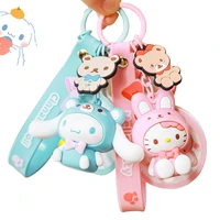 kawaii sanrioed melody kitty keychain anime action figure doll kuromi cinnamorol kawaii bag keyring jewelry pendant girls gifts