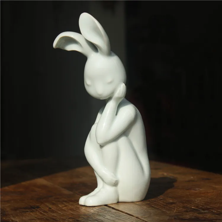 Медитация кролик домашний декор Цзиндэчжэнь Керамическая скульптура