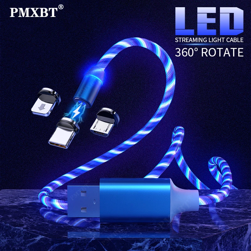 

2022 Glowing Magnetic Cable Mobile Phone Charging Cable LED light Micro USB Type C Charger Wire Cord For Samsung Xiaomi 8 iPhone