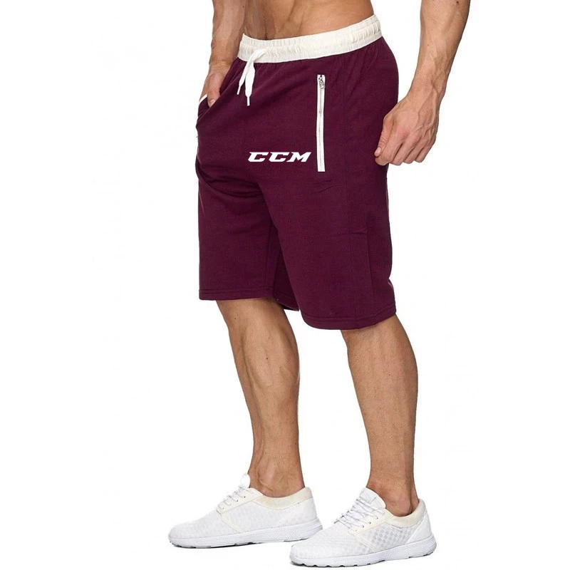 

CCM Sports Jogging Men Shorts White Waist Drawstring Shorts Joggers Fitness Fifth Pants Short Men's Clothing Men's Shorts