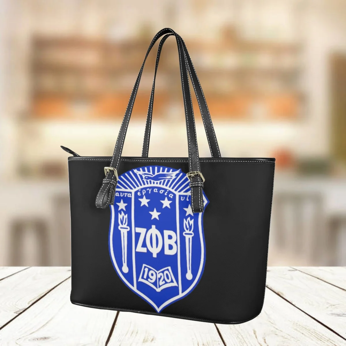 Women Handbags PU Leather Zeta Phi Beta Theme Casual Fashion Ladies Totes Shoulder Bags Large Capacity Clutch for Female Bolsa