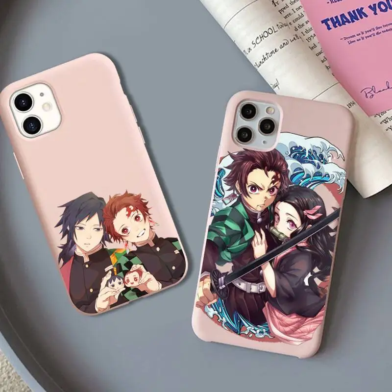 

Kamado Nezuko Kimetsu No Yaiba Demon Slayer Phone Case for iPhone 11 12 13 Mini Pro Xs Max 8 7 6 6S Plus X XR Solid Candy Case