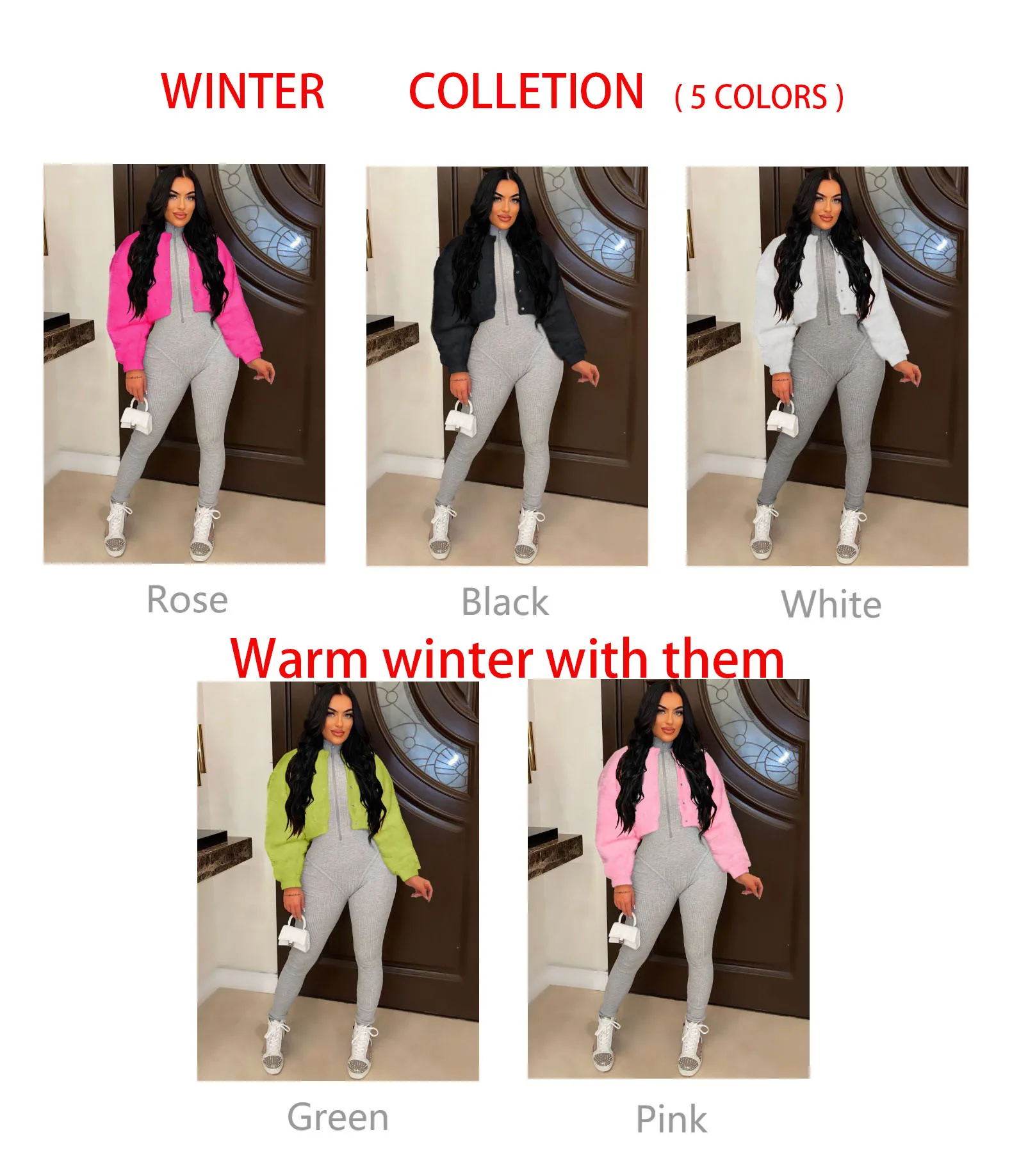 DEARIRIS Women Faux Fur Bomber Jacket Coat Long Sleeve Round Collar Faux Shearling Shaggy Oversized Shacket Jacket