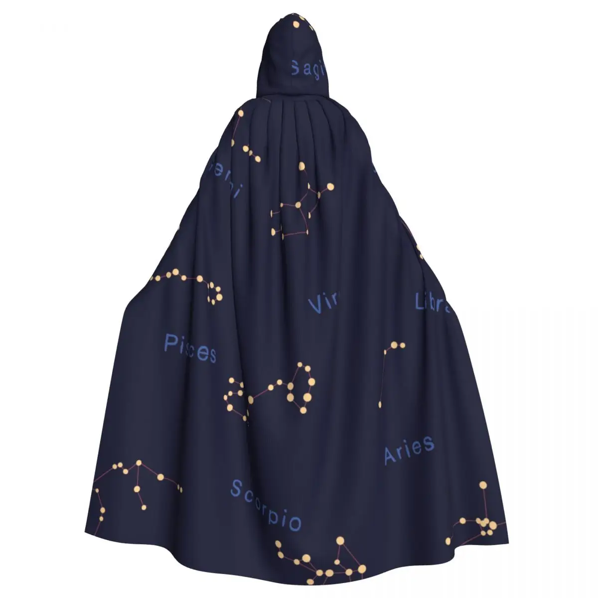 

Long Cape Cloak Zodiac Constellations Navy Print Hooded Cloak Coat Autumn Hoodies