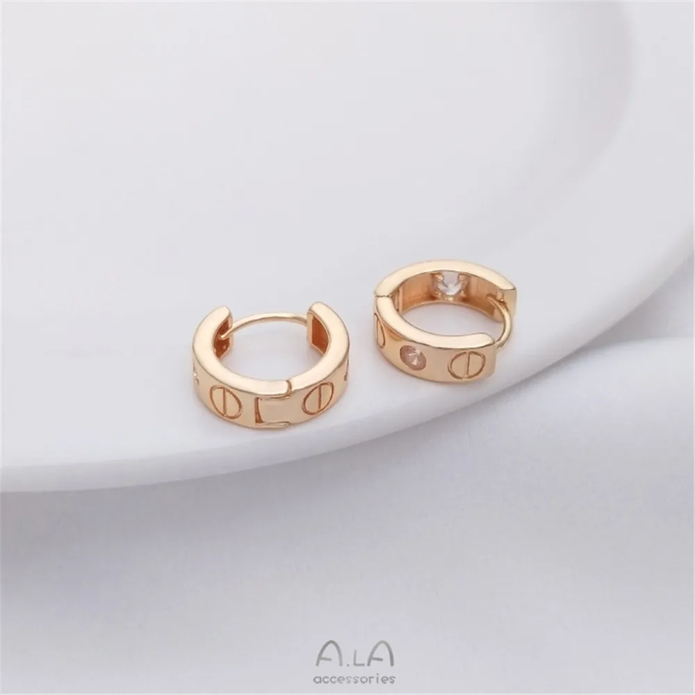 

14K gold inlaid zircon earrings luxury high fashion earrings buckle South Korea Internet star female earrings ring