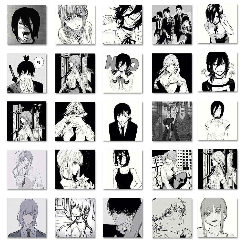 

63Pcs Black Chainsaw Man Stationery Stickers Diy Anime Sticker Children Stationery Student Waterproof Suitcase Decorate Material