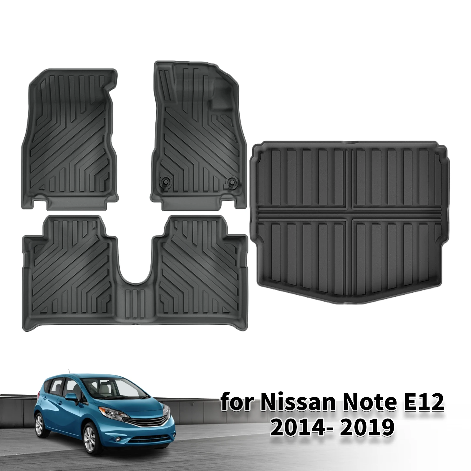 Фото Коврики для пола и багажника автомобиля Nissan Note E12 (2014-2019), 3D TPE, без запаха, водонепроницаемые (не для леворульных авто) №3