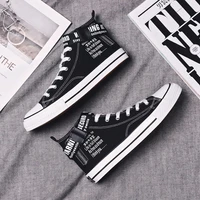 2022 spring and summer mens canvas shoes high top new mens korean buckle graffiti canvas shoes fashion high top canvas shoes
